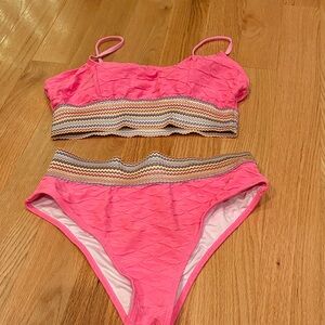 Cupshe Pink Textured Bikini Set